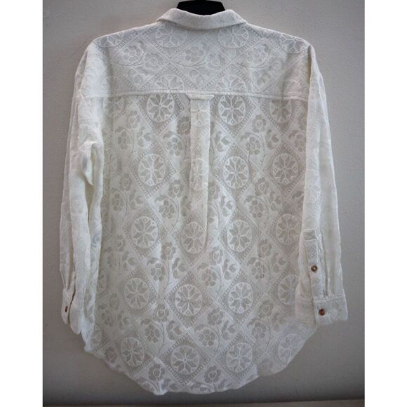 Anthropologie Pilcro OB1658602 Women's Sz S White Button Down Lace Blouse - Picture 2 of 9